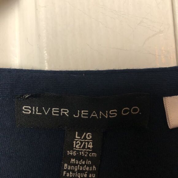 Silver Jeans Co Kids V-Neck Long Sleeve Pullover Style Tunic Shirt Black Large - Picture 2 of 5